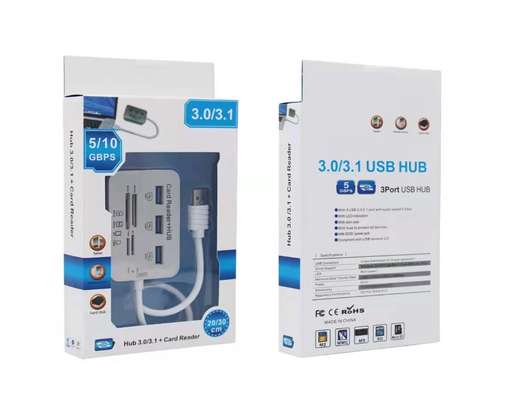 Card Reader + USB Hub Combo + Slot - White image 2