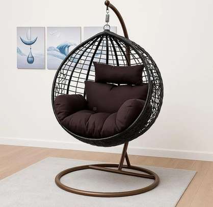 Metallic Base Rattan Outdoor Swing Chair image 2
