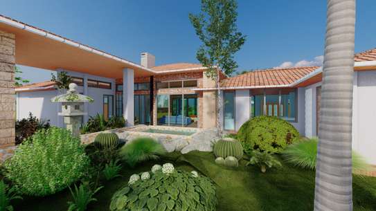 Modern Home with Stone Pillars & Large Windows image 3