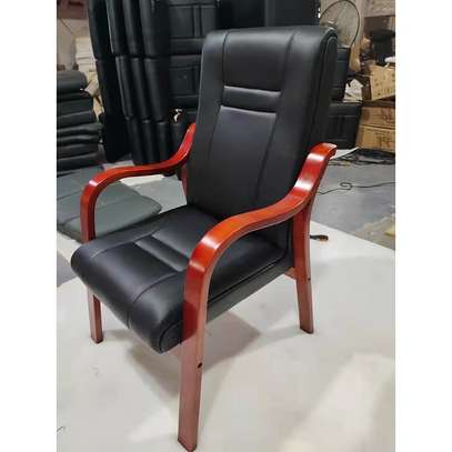 Traditional PU Leather Office Chair – Four Wooden Legs image 2