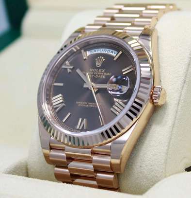 Rolex President 40mm Day-Date Rose Gold Chocolate Dial Watch image 4