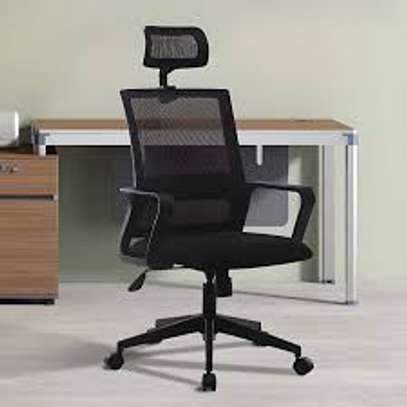 High Back Black Mesh Swivel Adjustable Office Chair image 1
