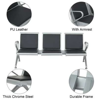 3 Seater Black Padded Reception Bench image 11