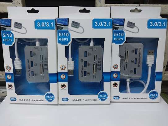 3 Port USB 3.0 Hub with Card Reader Multi-in-1 Memory Adapt image 2