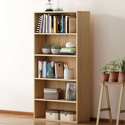 Tall Wooden Bookcase with Five Tiers image 1