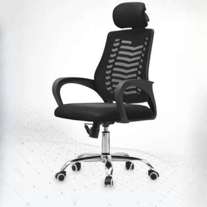 Office Chair: Black Office Chair with  headrest image 1