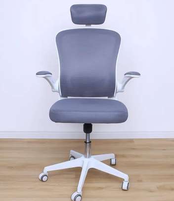 Office Chair: Grey Swivel Ergonomic Modern Seat image 5