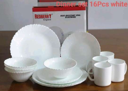 16pcs white redberry dinner set image 1