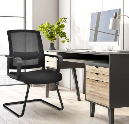 Office Chair: Modern Cantilever Mesh Guest Chair image 1