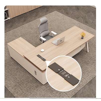 Office Desk: 1.6m Brown Executive Office Expansive Top Desk image 2