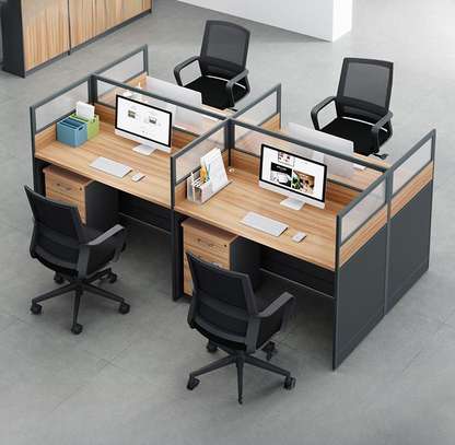 Office Workstation : Ergonomic Layout Office 4-Way WorkDesk image 5
