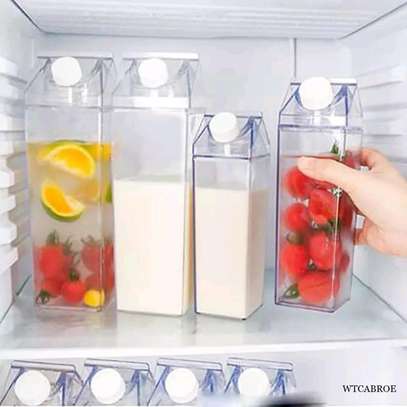 Milk carton/acrylic water bottle. image 1