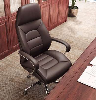 Office Chair : Pure Leather Luxury Ergonomic Boss Chair image 5