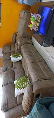 L SHAPE SOFA WITH END RECLINER image 1
