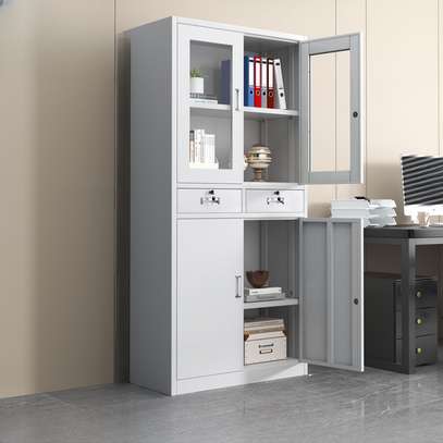 Modern Filing Cabinet with Glass Upper Doors image 6