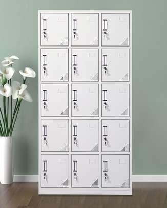 White  Steel File Cabinet With  15 Drawers image 7