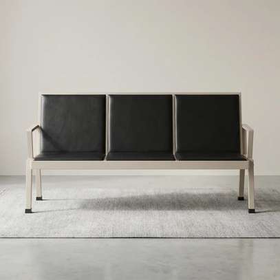 Leather Reception 3-Link Office Bench image 5