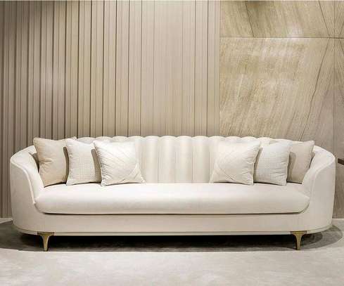 Modern off-white three seater sofa and image 2