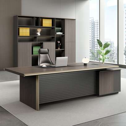 High-End L-Shaped Office Desk with Cable Organizer image 5