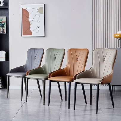 Dining Chair: Brown Leather Upholstered Dining Chairs image 3