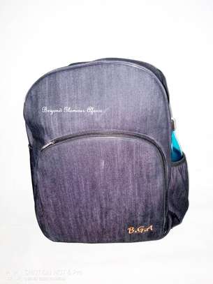 Denim Customized Laptop Backpack image 1