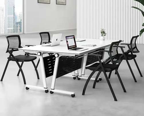 OFFICE TABLE: White Foldable Office Table image 3