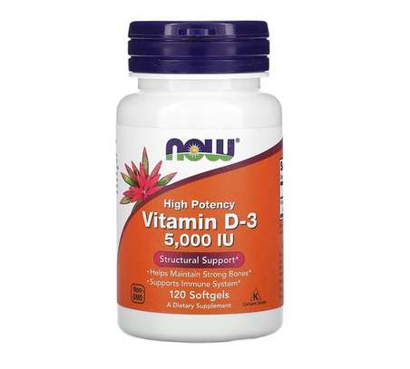 NOW Foods, Vitamin D-3, 125 mcg (5,000 IU), 120 Softgels image 1
