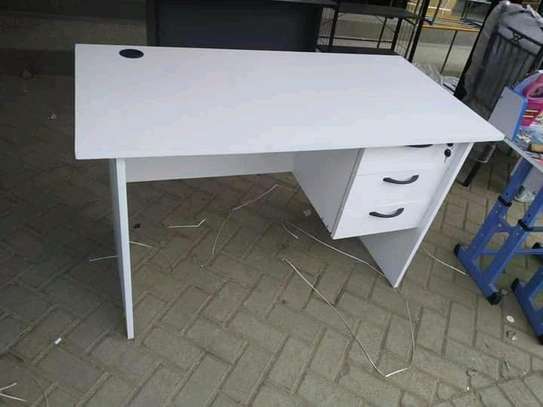 Hardwood make office desk in white image 1