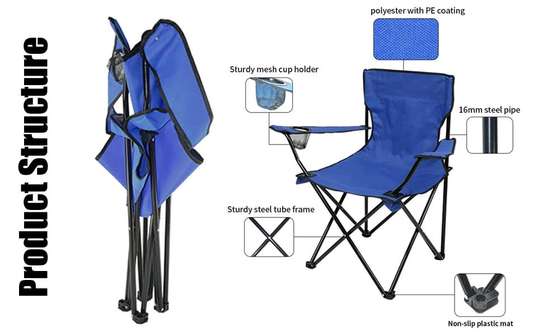 Foldable camping chair with cup holder pouch image 1
