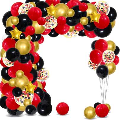 Red and Black Metallic Gold Balloon Garland Arch Kit image 3