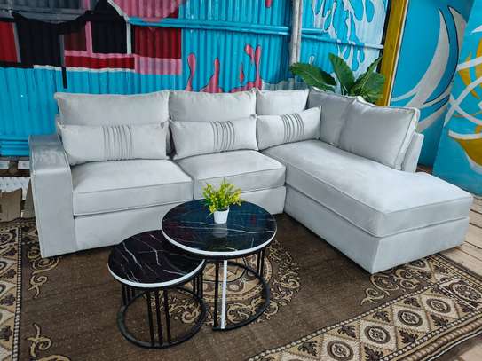 Modern Light Gray Sectional Sofa L-Shaped with Cushions image 1