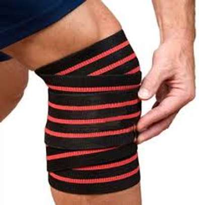 Weight lifting Knee wrap pair Red image 1