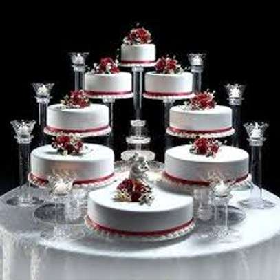 Elegant Multi-Tier Wedding Cake White Red Flowers image 2