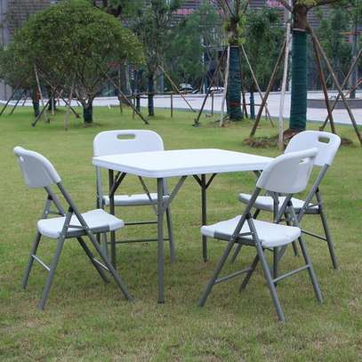 Portable and Foldable 4 Chairs and a Table Dining Set image 3