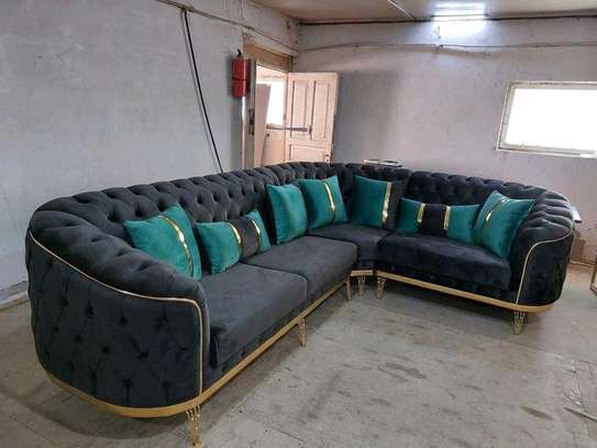 Deep tufted trendy 5seater l_shaped sofa image 1