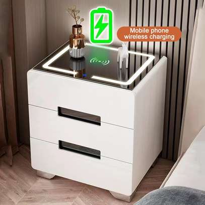 2 Drawer Fingerprint Lock Smart Bedside Table image 2