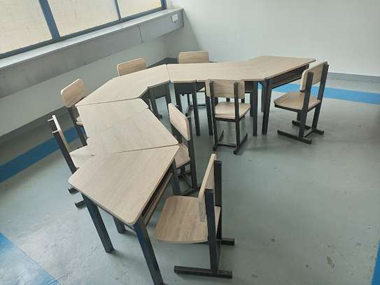 Modern design of lockers and chairs for schools. image 1