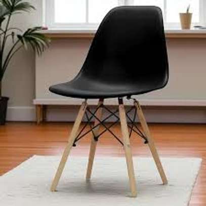 Plastic Wooden Base Armless Home Dining Chair image 6