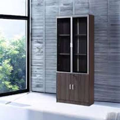 2-Door Wooden-Glass Display Lockable Storage Cabinet image 4