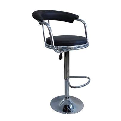 Office Barstool: Black Adjustable Leather Barstool image 5