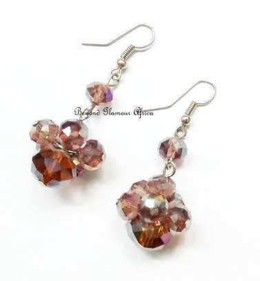 Womens Pink Crystal Earrings with box image 2