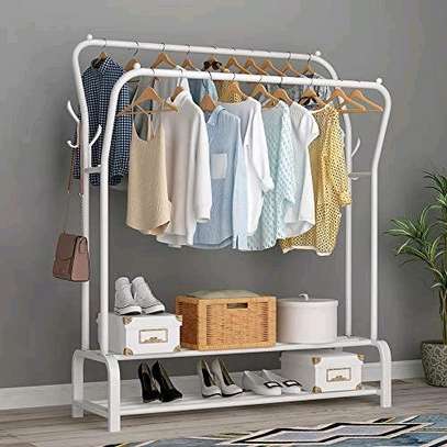 *Curved Double Clothes Rack with 2 Bottom Shelf image 2
