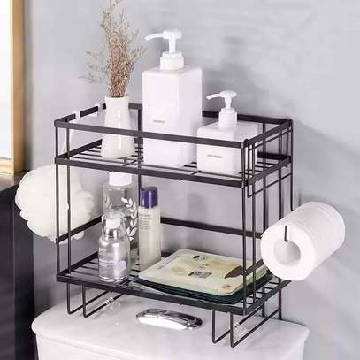 Double Layer Bathroom/ Toilet Racks With Tissue Holder image 2