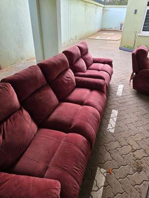 Premium Maroon recliner Sofa set image 3