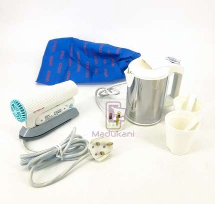 Kettle with Cups, Iron, Hair Dryer Travel Kit Gift Set image 2