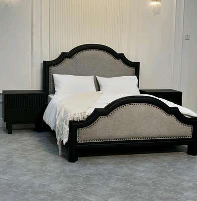 Mahogany wooden beds with cabinets image 3
