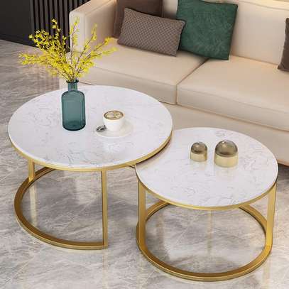 2 Piece White Marble Top Coffee Table image 5