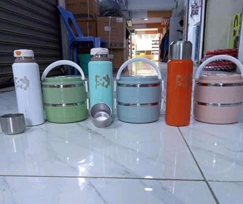 *2 Layer Portable Food-Warmer and 600ml vacuum bottle image 7