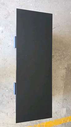 Modern TV Stand Black with Blue Drawers Storage image 2