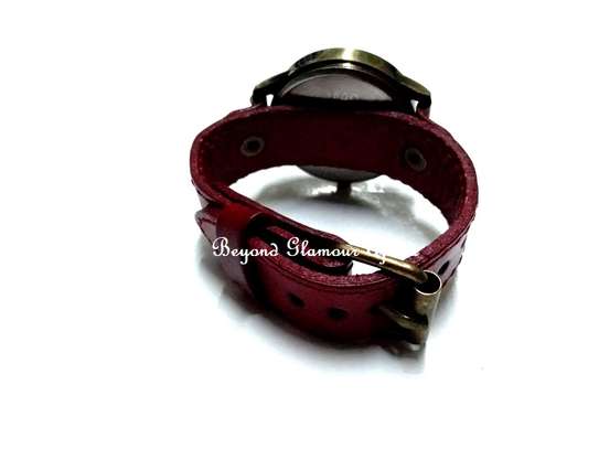Genuine Red leather watch with maasai shuka image 2